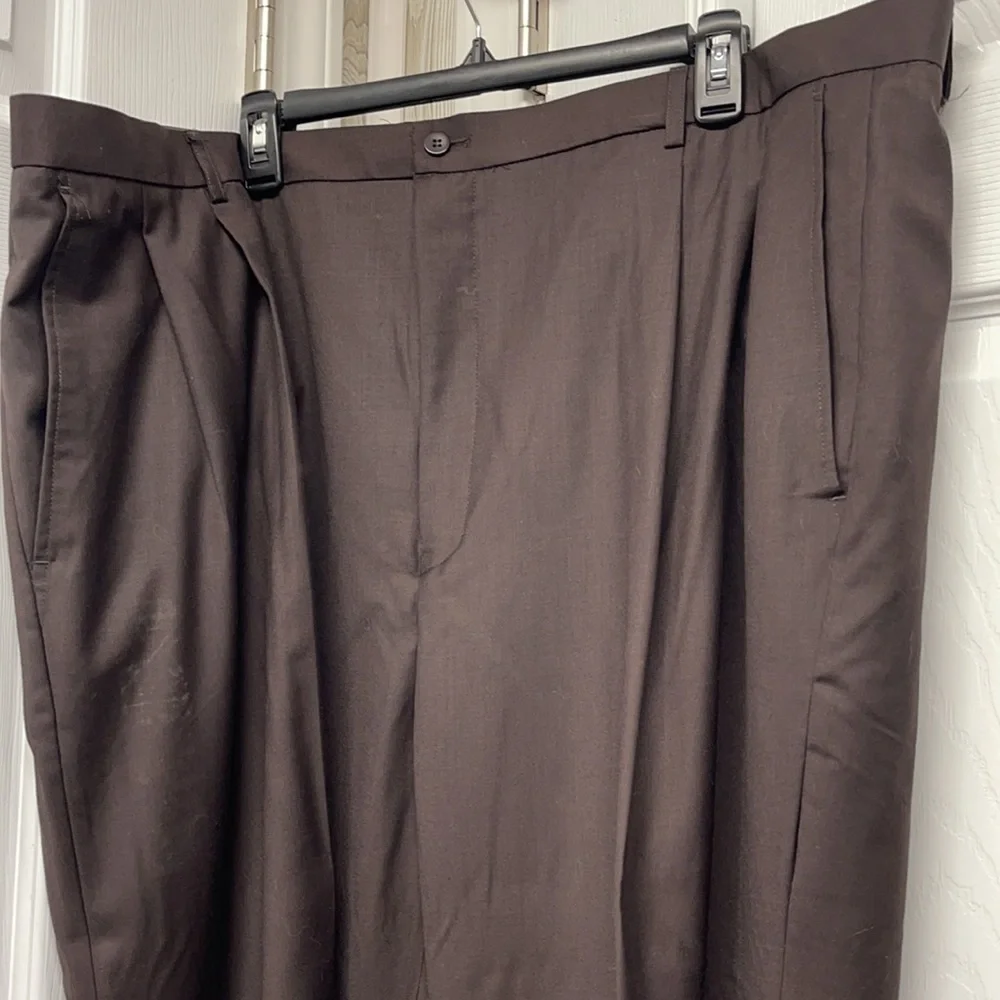 Oleg Cassini New Brown Pleated Dress Pants 48/29